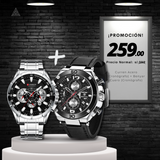 Promo 31: Reloj Curren Acero (Black) + Benyar Cuero