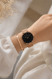 Reloj Rose Gold  con pulsera (F. Negro)