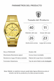 Reloj Poedagar Imperial Gold para Hombre – Acero Inoxidable, Calendario Día/Fecha, Elegante y Minimalista