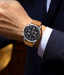 Combo Cronógrafo Clásico (Reloj Poedagar Cuero + Billetera+ Pulsera)