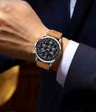 Combo Cronógrafo Clásico (Reloj Poedagar Cuero + Billetera+ Pulsera)