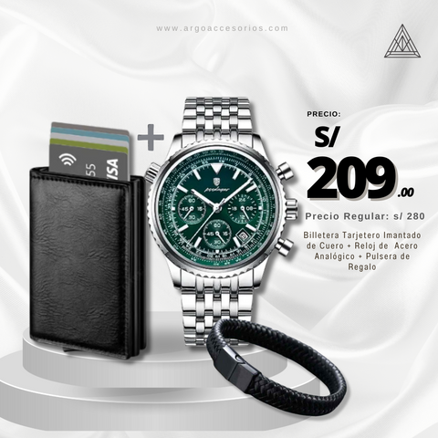 Combo Ejecutivo RBP (Reloj Poedagar + Billetera+ Pulsera)