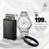 Combo Ejecutivo Old Money RBP3 (Reloj Poedagar + Billetera+ Pulsera)