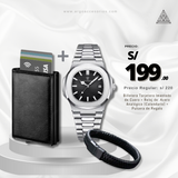 Combo Ejecutivo Old Money RBP5 (Reloj Poedagar + Billetera+ Pulsera)