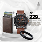 Promo RBP9 (Reloj Naviforce Dual + Billetera Café + Pulsera)