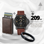 Promo RBP8 (Reloj Naviforce Cuero Marrón + Billetera café + Pulsera)