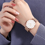 Reloj de Dama en  Oro Rosa + Pulsera de Acero (F. Blanco)