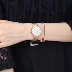 Reloj de Dama en  Oro Rosa + Pulsera de Acero (F. Blanco)
